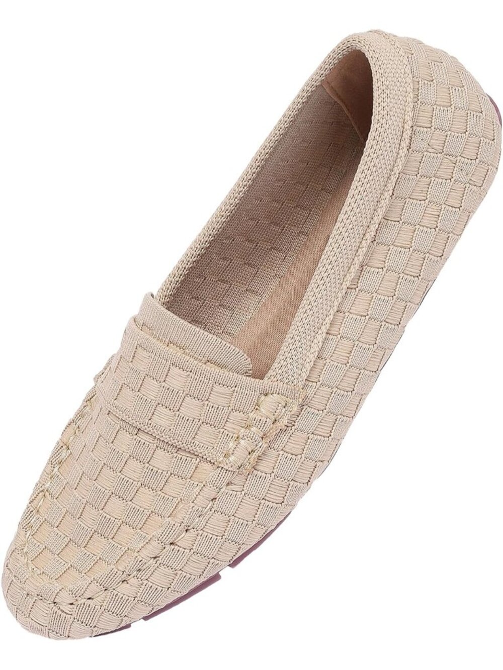 🆕Women's Apricot Grid Mesh fabric Loafer Shoes Comfortable Casual Flat Shoes